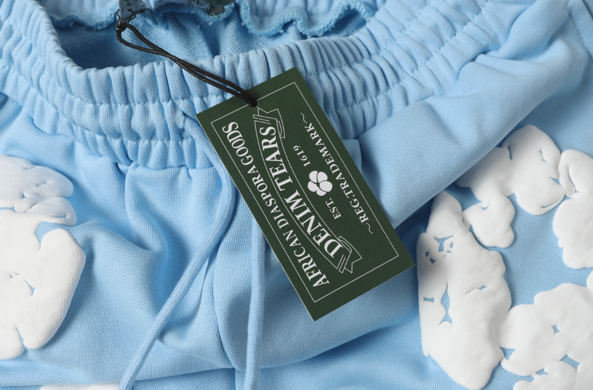 Denim Tears Cotton Wreath Allover Fleece Shorts (Baby Blue)