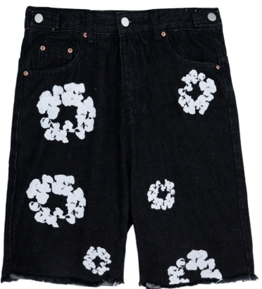 Denim Tears Cotton Wreath Denim Shorts (Black Wash)