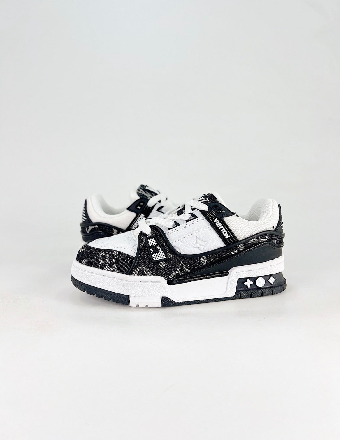 Louis Vuitton LV Trainer (Black Monogram Denim/White Calf Leather)