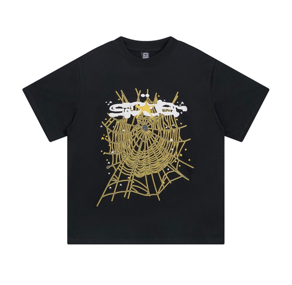 Sp5der OG Web Graphic T-Shirt (Black/Gold)