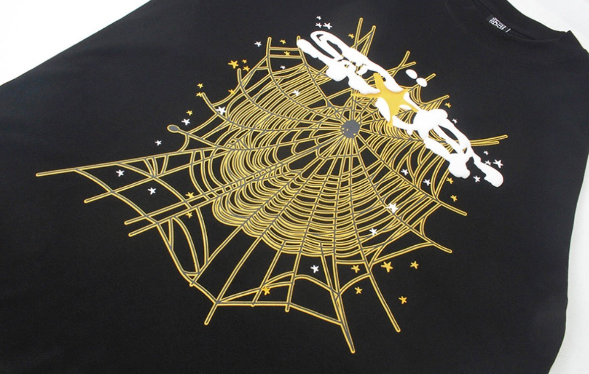 Sp5der OG Web Graphic T-Shirt (Black/Gold)