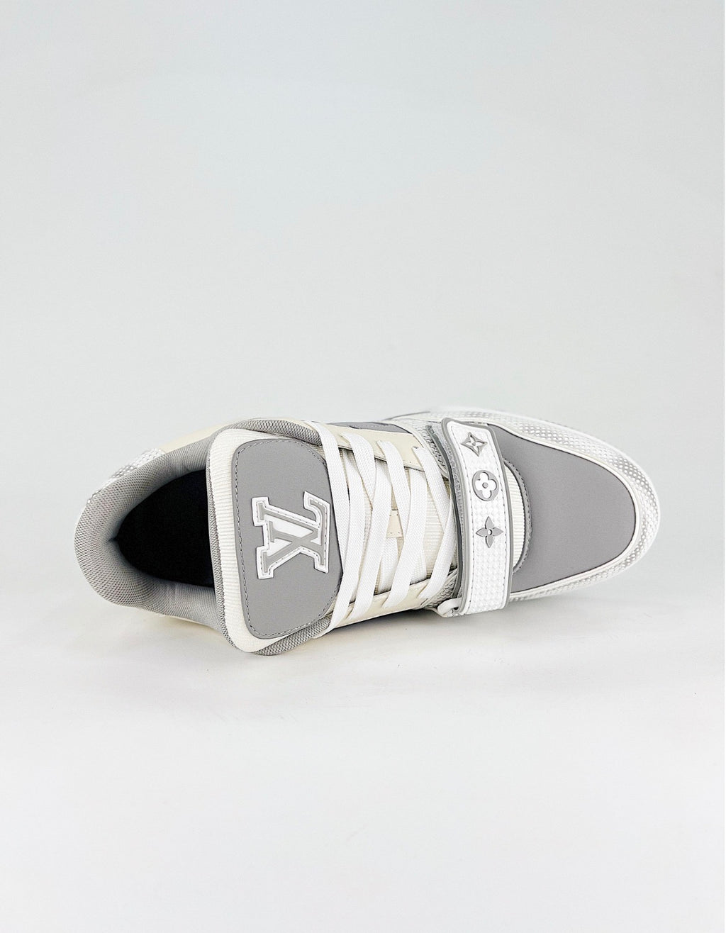 Louis Vuitton LV Trainer (Grey Monogram Denim/Velcro Strap)