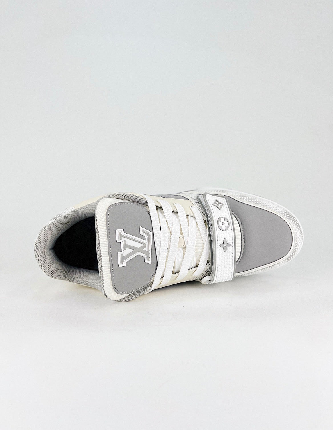 Louis Vuitton LV Trainer (Grey Monogram Denim/Velcro Strap)