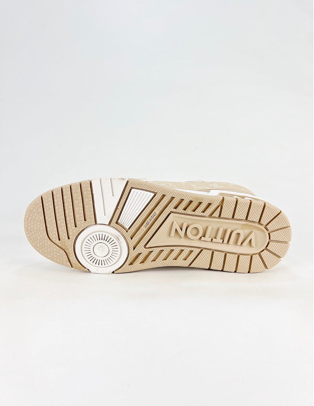 Louis Vuitton LV Trainer (Beige Monogram Denim/White Calf Leather)