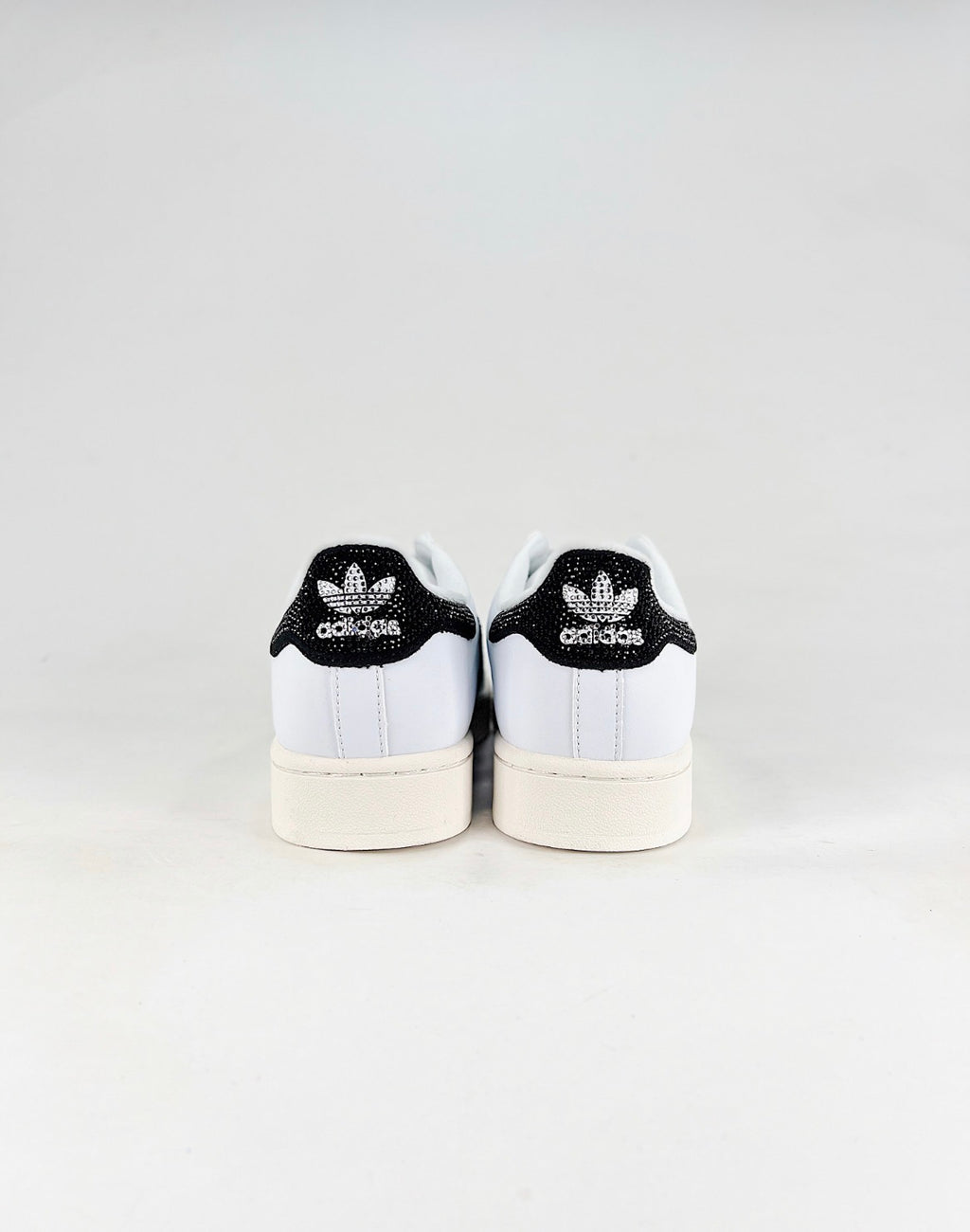 Adidas Superstar II Sneakers (White/Black Rhinestone Stripes)