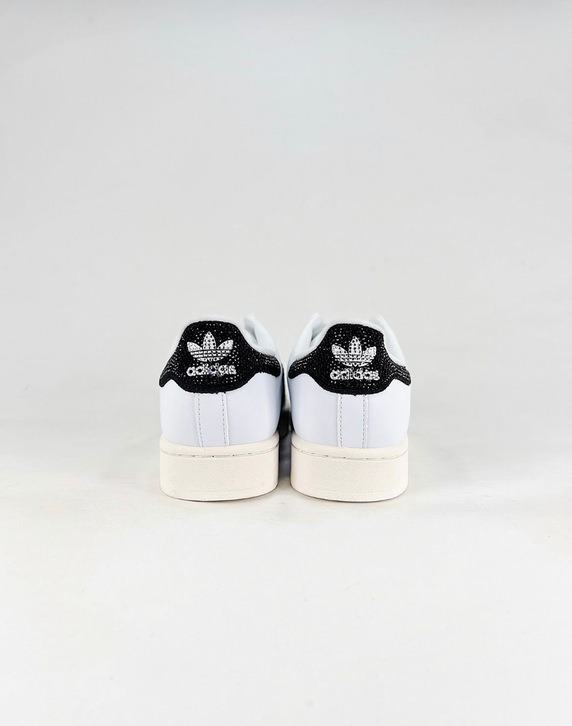 Adidas Superstar II Sneakers (White/Black Rhinestone Stripes)