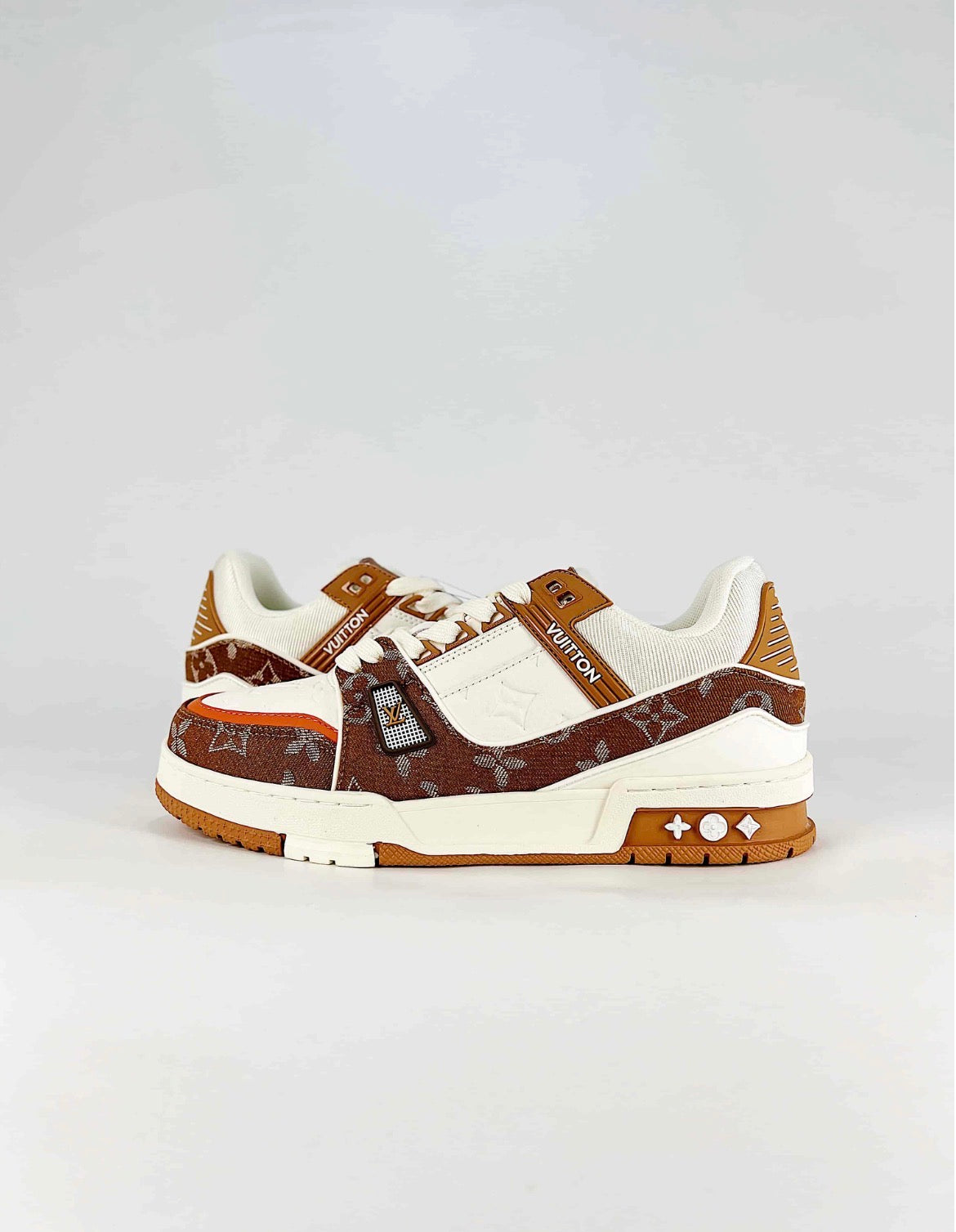 Louis Vuitton LV Trainer (Brown Monogram Denim/White Leather)