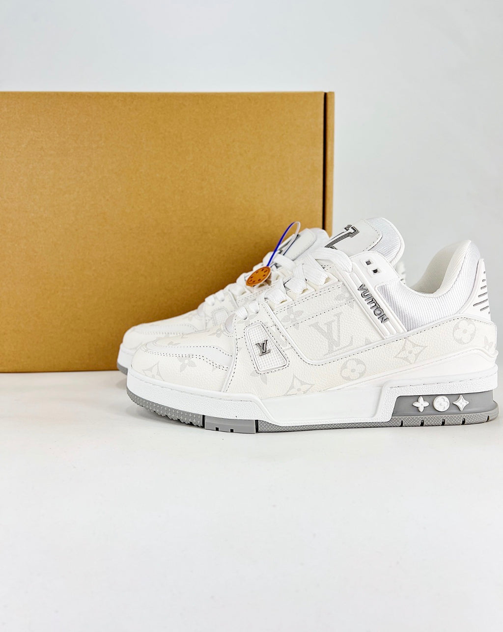 Louis Vuitton LV Trainer (White Monogram Canvas/Calf Leather)