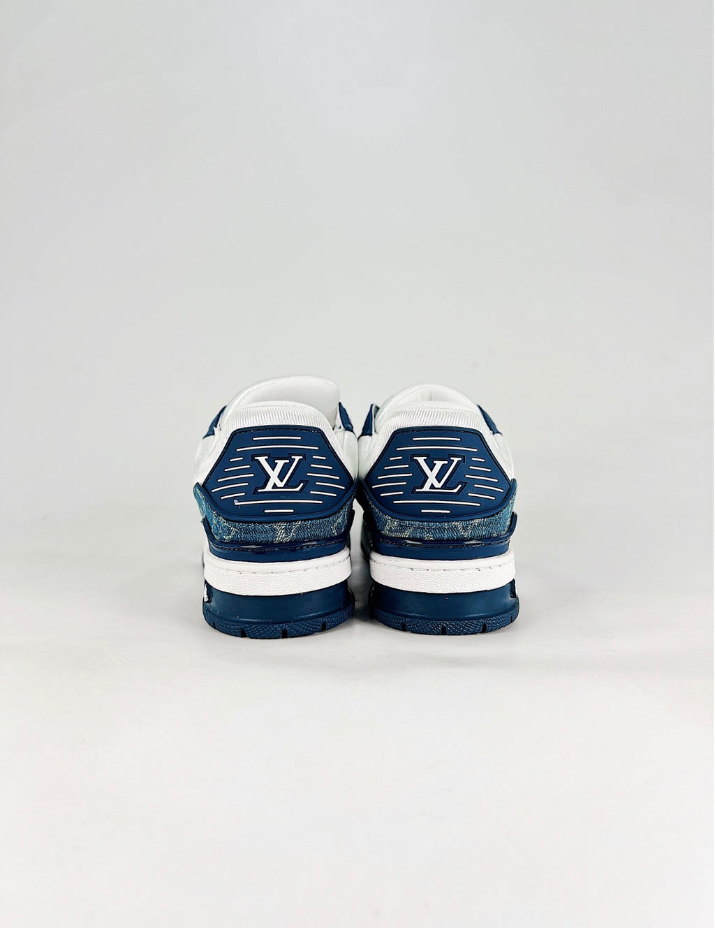 Louis Vuitton LV Trainer (Blue Monogram Denim/White Leather)