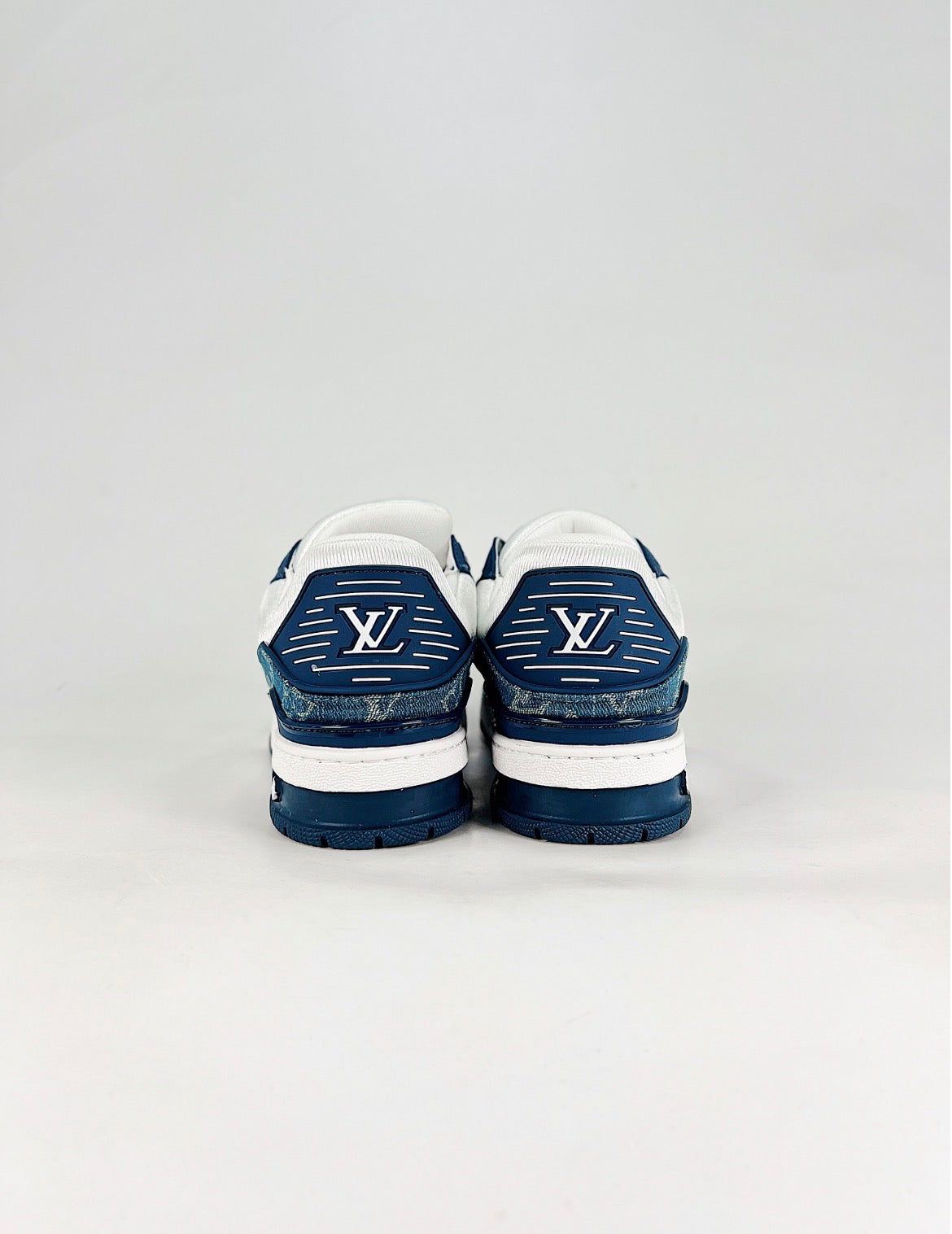 Louis Vuitton LV Trainer (Blue Monogram Denim/White Leather)