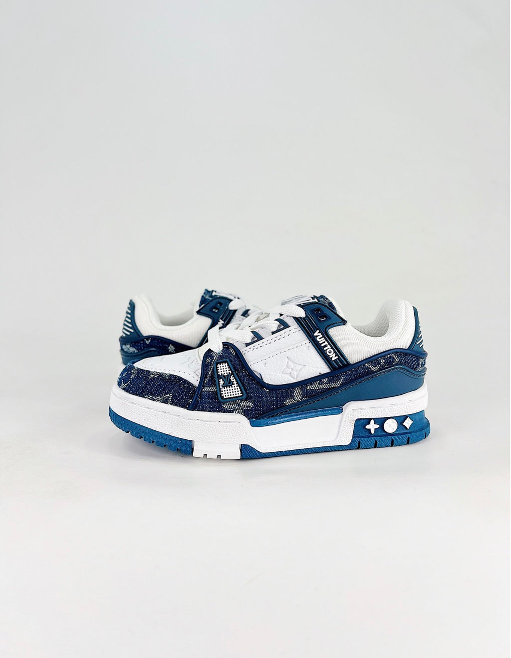 Louis Vuitton LV Trainer (Blue Monogram Denim/White Calf Leather)