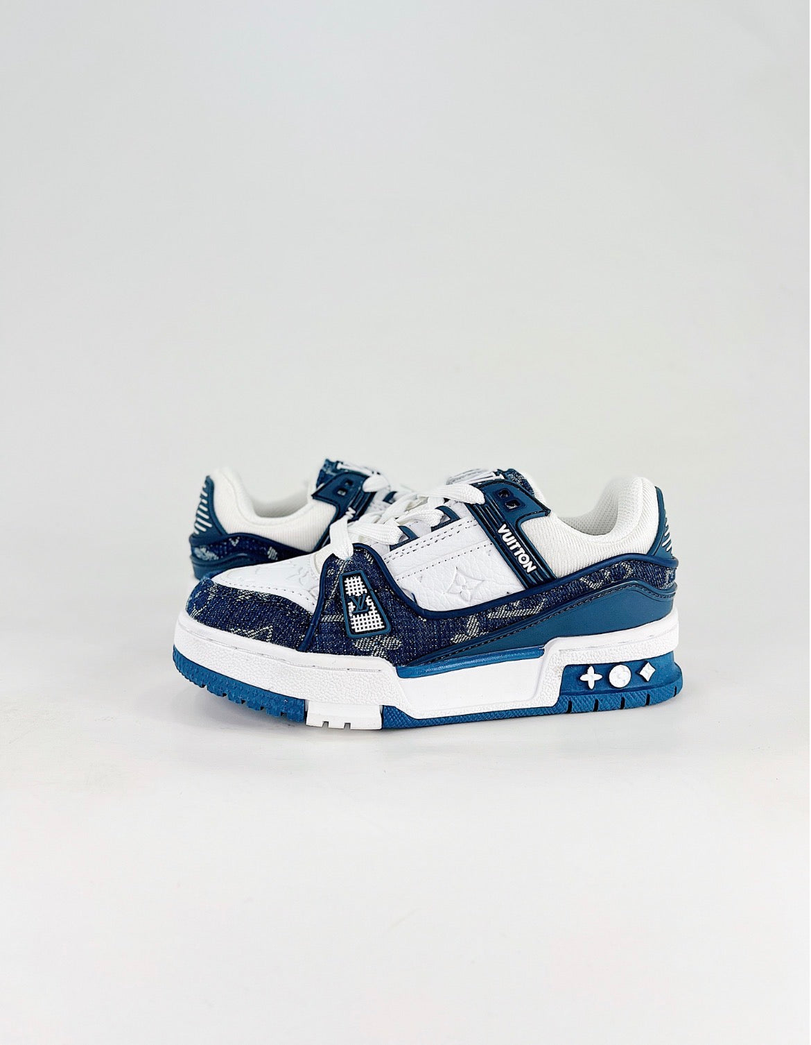 Louis Vuitton LV Trainer (Blue Monogram Denim/White Calf Leather)