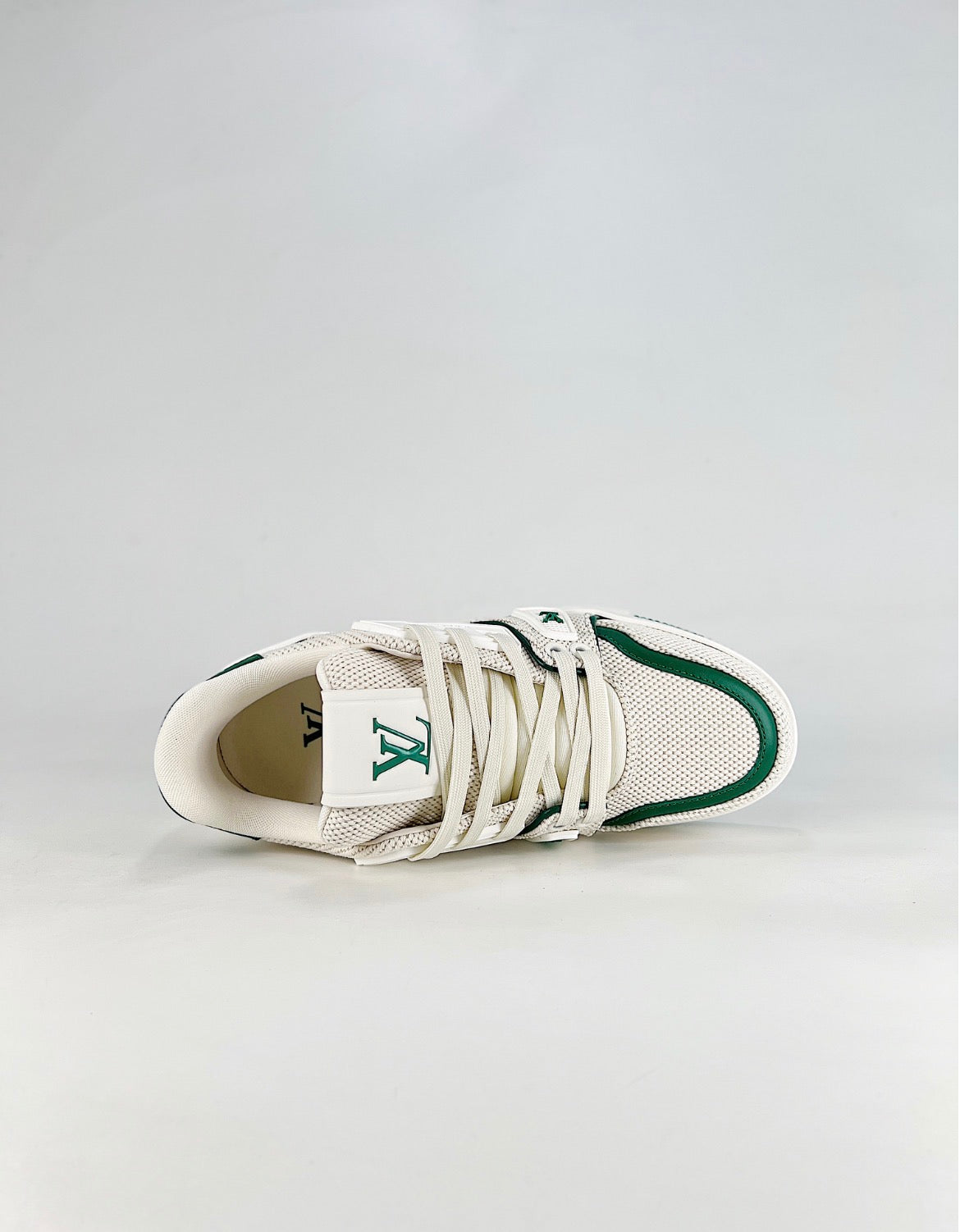 Louis Vuitton LV Trainer (White/Green with Gold Signature)