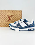 Louis Vuitton LV Trainer (Blue Monogram Denim/White Leather)
