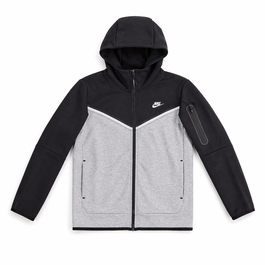 Nike Sportswear Tech Fleece Full-Zip Hoodie and Joggers Set (Grey/Black)