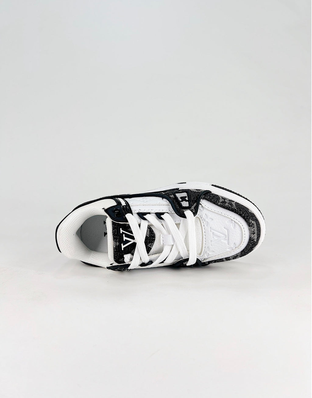 Louis Vuitton LV Trainer (Black Monogram Denim/White Calf Leather)