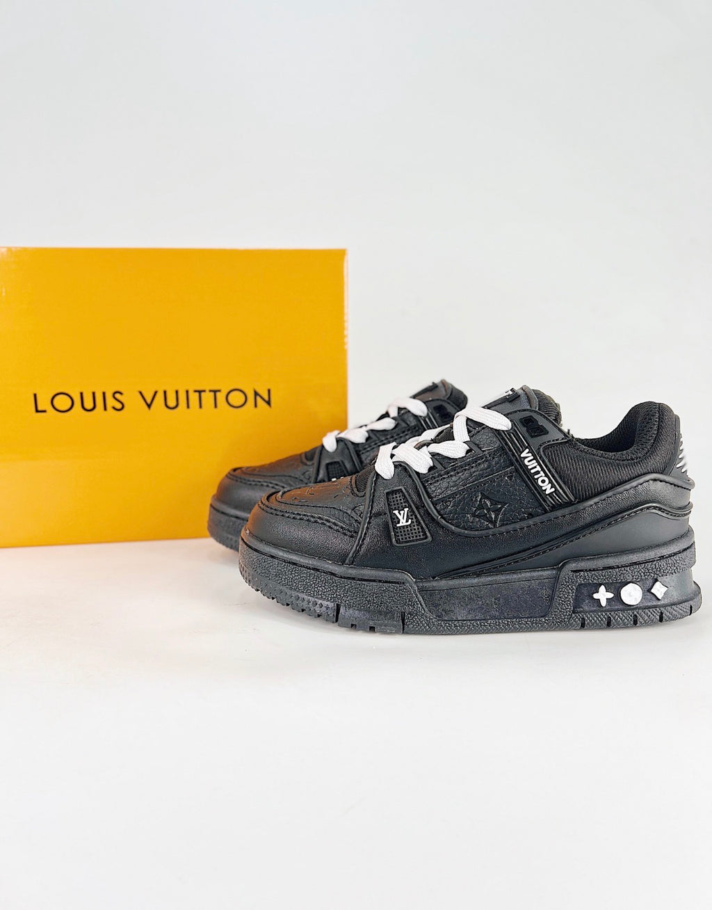 Louis Vuitton LV Trainer (Black Monogram Embossed Leather)