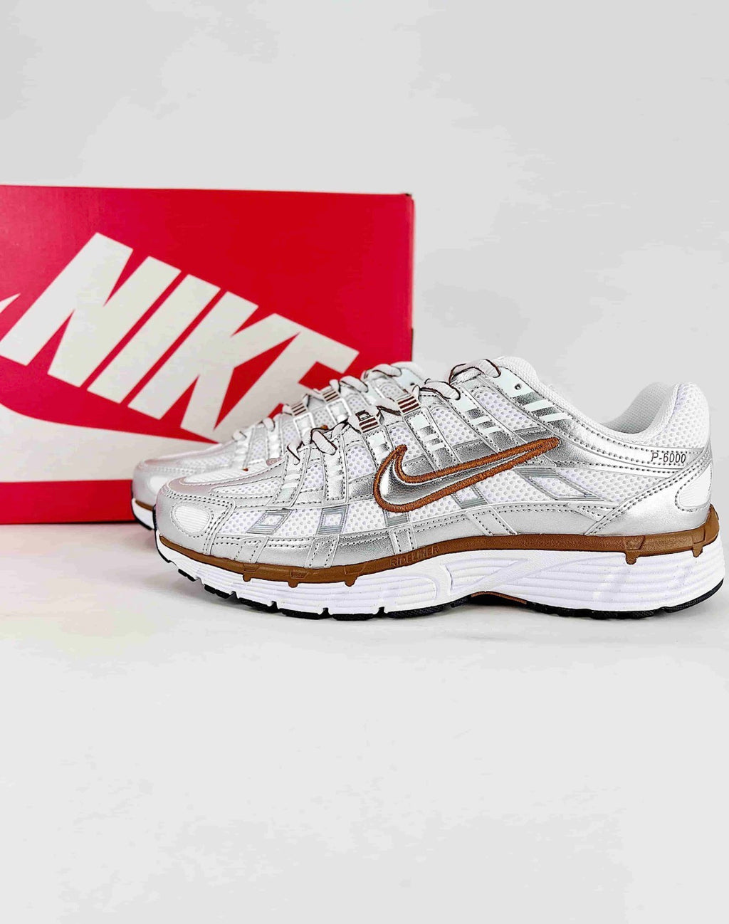Nike P-6000 (White/Metallic Silver/Gum Brown)
