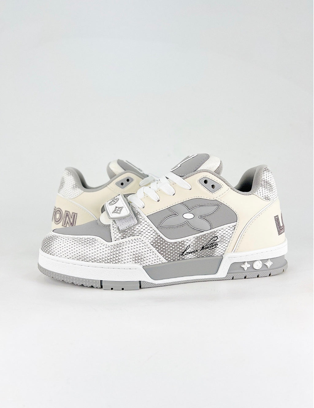 Louis Vuitton LV Trainer (Grey Monogram Denim/Velcro Strap)