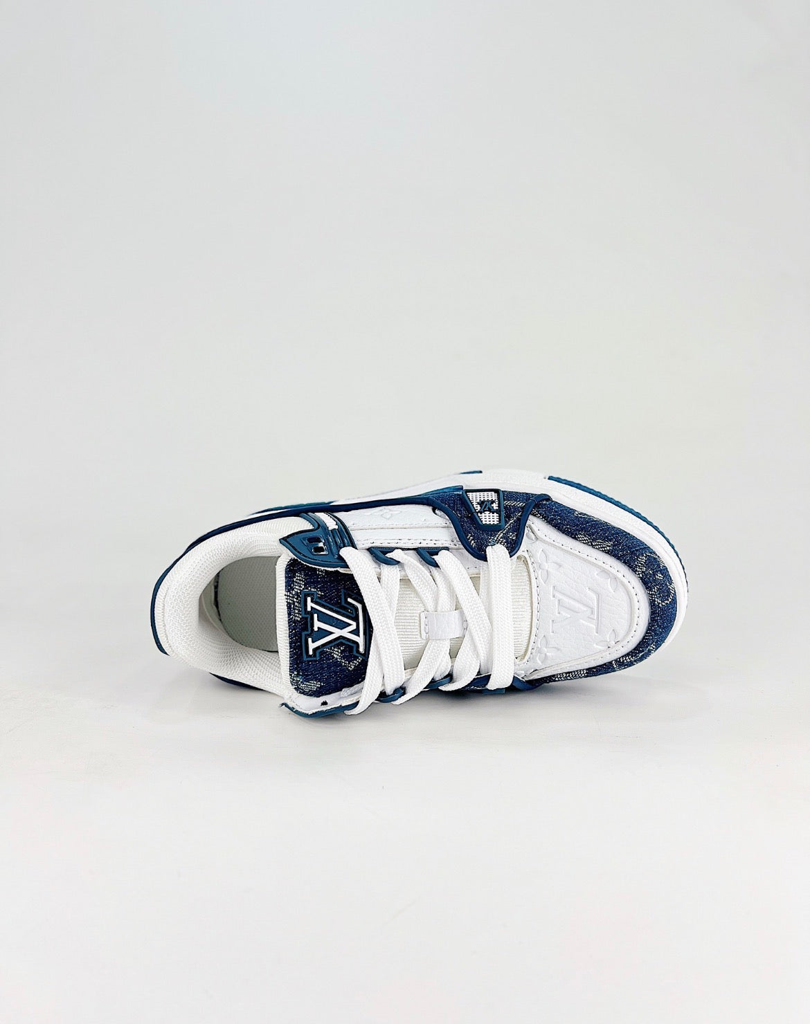 Louis Vuitton LV Trainer (Blue Monogram Denim/White Calf Leather)