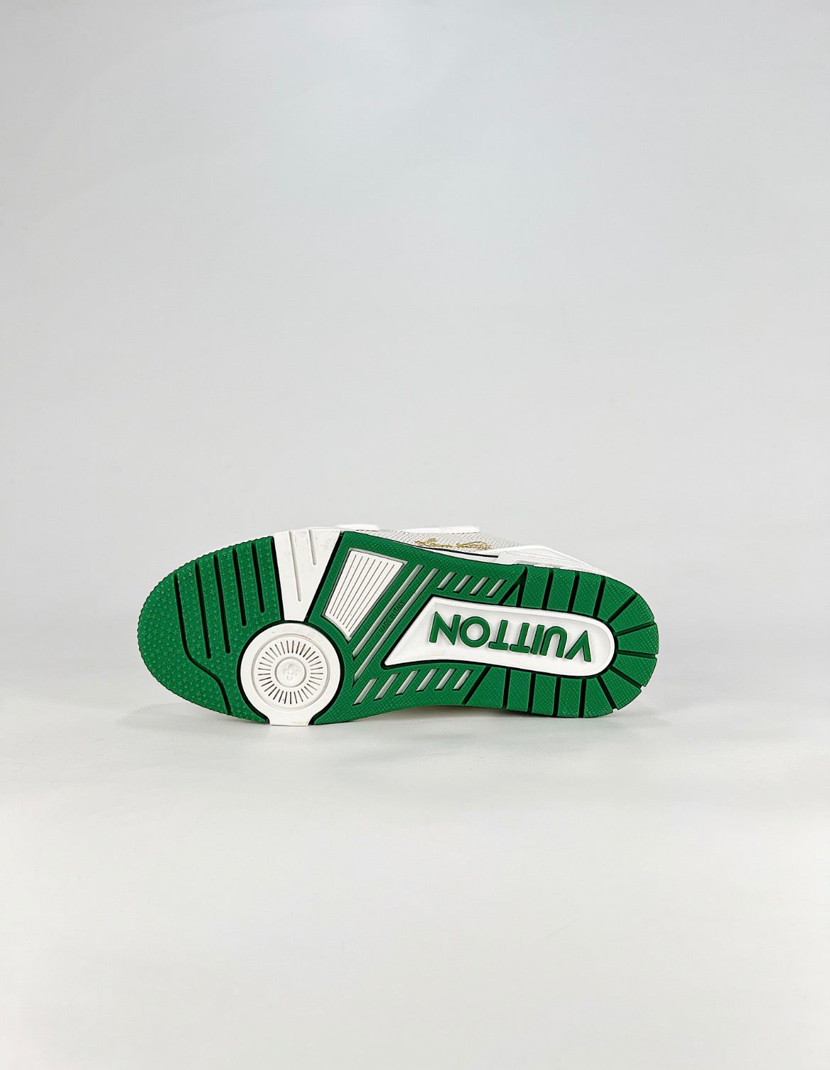 Louis Vuitton LV Trainer (White/Green with Gold Signature)