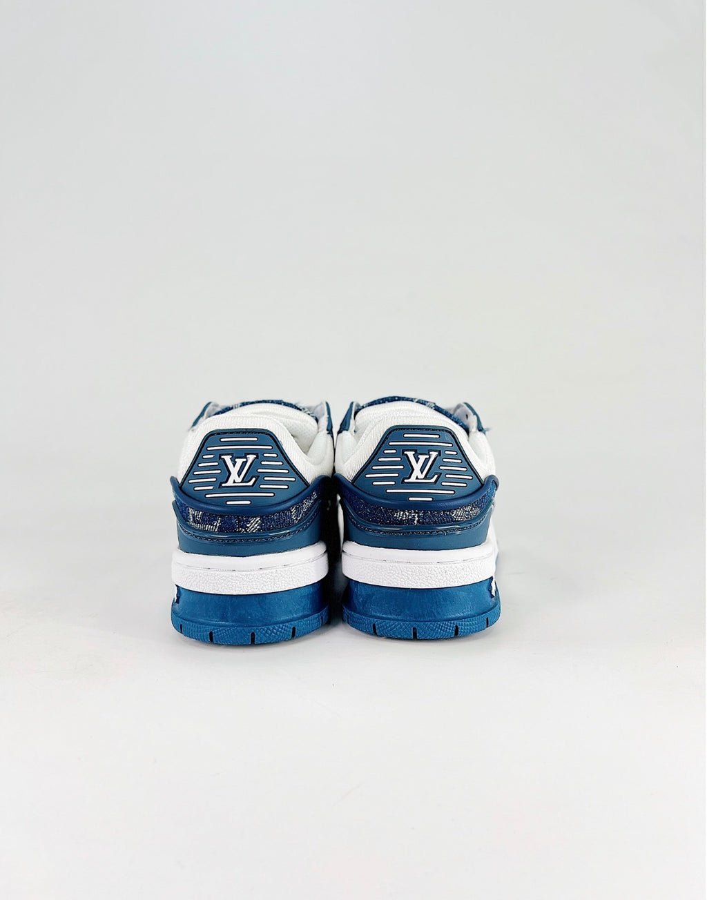 Louis Vuitton LV Trainer (Blue Monogram Denim/White Calf Leather)