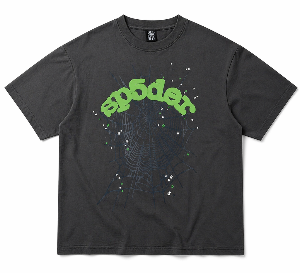 Sp5der OG Web Graphic T-Shirt (Black/Green)
